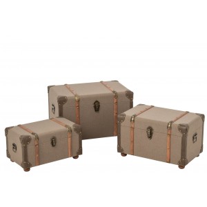 Sada 3 kufrů z MDF olivově zelená/hnědá – 54*35*35 cm