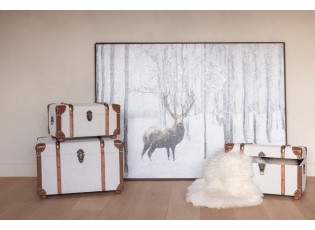 Sada 3 kufrů MDF ecru/ hnědá – 54*35*35 cm