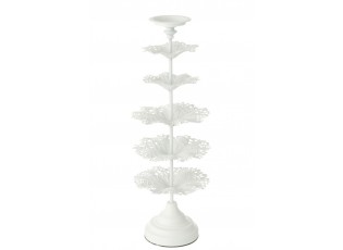Bílý kovový svícen ve tvaru stromku Tree Flower M – 22*22*62 cm