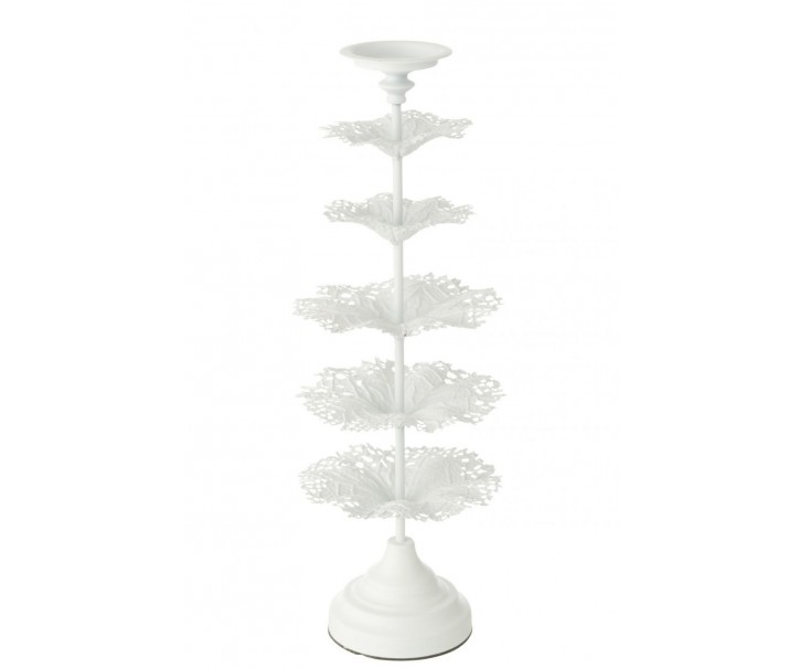 Bílý kovový svícen ve tvaru stromku – 22*22*62 cm J-Line by Jolipa
