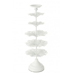 Bílý kovový svícen ve tvaru stromku Tree Flower M – 22*22*62 cm