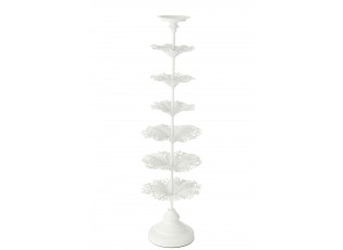 Bílý kovový svícen ve tvaru stromku Tree Flower L – 22*22*79,5 cm