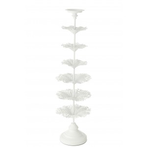 Bílý kovový svícen ve tvaru stromku Tree Flower L – 22*22*79,5 cm