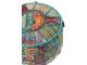 Modrý kulatý Pouf polštář s vzorováním a třásněmi – 40*40*30 cm J-Line by Jolipa