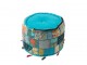 Modrý kulatý Pouf polštář s vzorováním a třásněmi – 40*40*30 cm J-Line by Jolipa