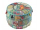 Modrý kulatý Pouf polštář s vzorováním a třásněmi – 40*40*30 cm J-Line by Jolipa