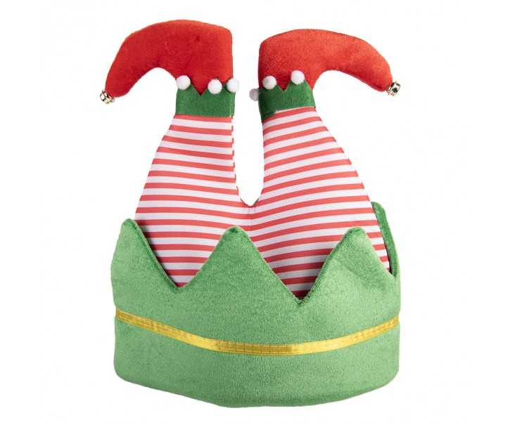Zelená vánoční čepice ve tvaru elfích nohou Clayre & Eef – 30*33 cm Clayre & Eef