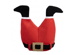 Červená vánoční čepice ve tvaru nohou Santa – 34*40 cm