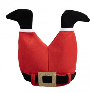 Červená vánoční čepice ve tvaru nohou Santa – 34*40 cm