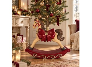 Stojan na vánoční stromek houpací kůň s mašlí Clayre & Eef – 66*20*60 cm