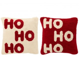 Sada 2ks vánoční polštář HOHOHO červená a béžová – 45*45*15 cm
