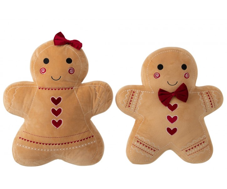 Sada 2 polštářů holka a kluk Perníček Gingerbread – 45*10*49 cm J-Line by Jolipa