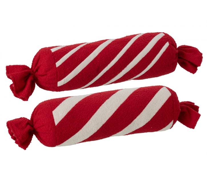 2ks veliký vánoční válcový pruhovaný polštář Candy – 75*19*19 cm J-Line by Jolipa