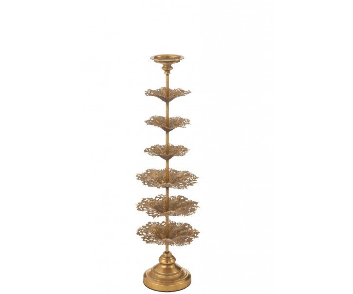 Zlatý kovový svícen ve tvaru stromku Tree Flower L – 22*22*79,5 cm J-Line by Jolipa