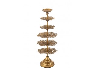 Zlatý kovový svícen ve tvaru stromku Tree Flower M – 22*22*62 cm
