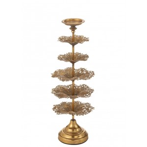 Zlatý kovový svícen ve tvaru stromku Tree Flower M – 22*22*62 cm