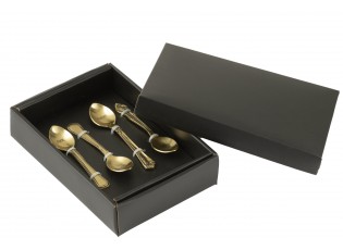 Dárková sada 4 ozdobných lžiček s nápisy (Zlatá antik barva) – 14*2*1 cm