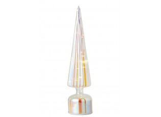 Velký žebrovaný skleněný stromek s LED světlem L – 9*9*39,6 cm
