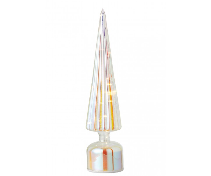 Velký žebrovaný skleněný stromek LED světlem L – 9*9*39,6 cm J-Line by Jolipa