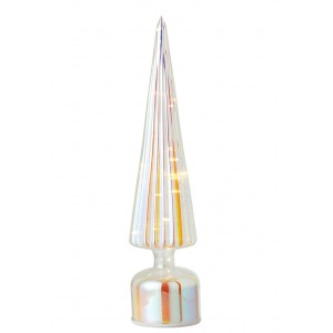 Velký žebrovaný skleněný stromek LED světlem L – 9*9*39,6 cm