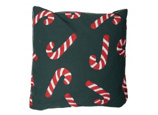 Zelený dekorační vánoční polštář cukrové hole Candy Cane – 45*45*4 cm