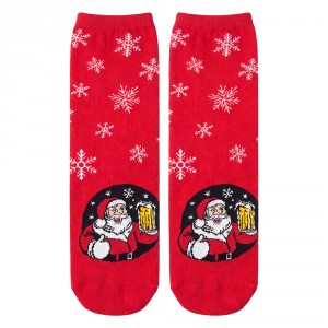 Vánoční červené ponožky Santa Beer – One size 