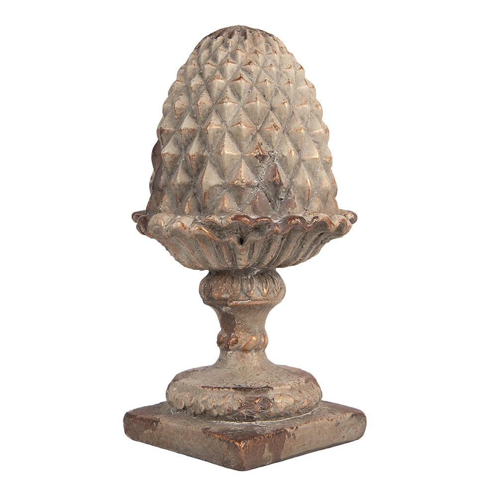 Dekorativní šiška na podstavci v antik šedohnědém provedení – Ø 17*32 cm Clayre & Eef Dekorativní šiška na podstavci v antik šedohnědém provedení – Ø 17*32 cm Clayre & Eef