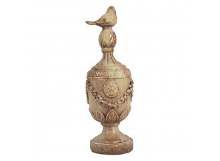 Rustikální ozdobná váza / urnička s ptáčkem v provensálském stylu – Ø 12*36 cm