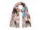 Dámská béžová šála s kočkami a třásněmi Winter Scarf Cat – 70*180 cm Clayre & Eef