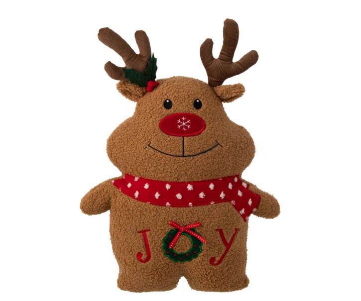 Hnědý vánoční polštář veselý Sob Christmas Joy – 36*11*48 cm J-Line by Jolipa