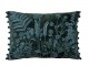 Tmavě zelený polštář s lučními květy Leaves + Flowers – 50*35*15 cm J-Line by Jolipa