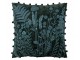 Tmavě zelený polštář s lučními květy Leaves + Flowers – 45*45*15 cm J-Line by Jolipa