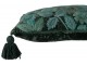Tmavě zelený polštář s vyšívanými listy a střapci Leaves + Flowers – 45*45*15 cm J-Line by Jolipa