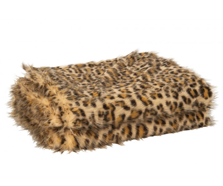 Plyšová deka s leopardím vzorem rezavě hnědá a béžová – 180*130*1 cm J-Line by Jolipa