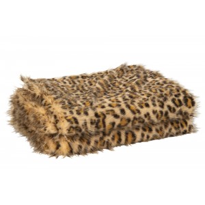 Plyšová deka s leopardím vzorem rezavě hnědá a béžová – 180*130*1 cm