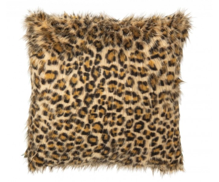 Polštář s leopardím vzorem rezavě hnědá a béžová – 45*45*14 cm J-Line by Jolipa