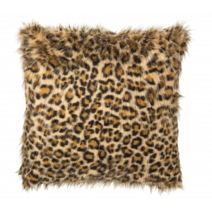 Polštář s leopardím vzorem rezavě hnědá a béžová – 45*45*14 cm
