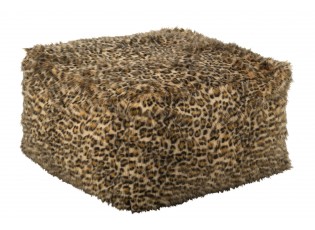 Taburet s leopardím vzorem rezavě hnědá a béžová – 70*70*45 cm