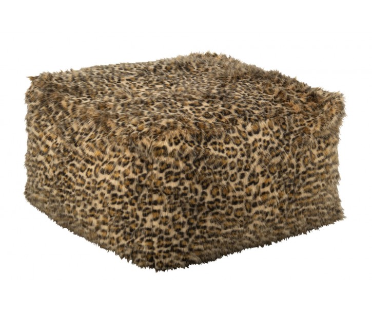 Taburet s leopardím vzorem rezavě hnědá a béžová – 70*70*45 cm J-Line by Jolipa