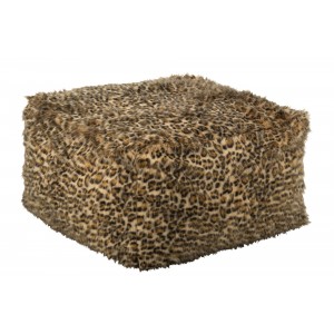 Taburet s leopardím vzorem rezavě hnědá a béžová – 70*70*45 cm