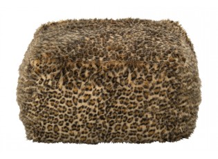 Taburet s leopardím vzorem rezavě hnědá a béžová – 70*70*45 cm