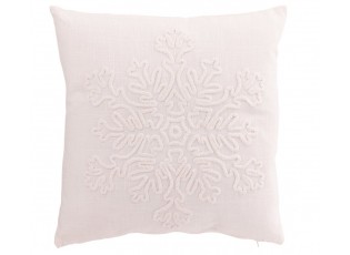 Bílý vánoční polštář se sněhovou vločkou Snowflake – 45*45*15 cm