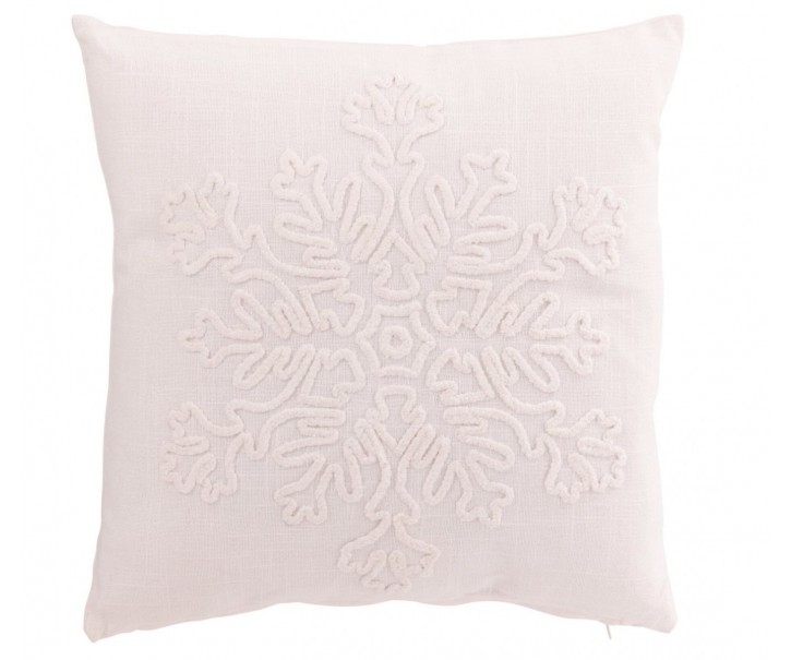Bílý vánoční polštář se sněhovou vločkou Snowflake – 45*45*15 cm J-Line by Jolipa
