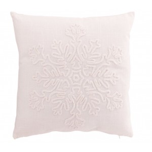 Bílý vánoční polštář se sněhovou vločkou Snowflake – 45*45*15 cm