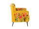 Žluté sametové křeslo s vyšívanými květinami Flower Happy – 64*75*84 cm J-Line by Jolipa