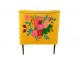Žluté sametové křeslo s vyšívanými květinami Flower Happy – 64*75*84 cm J-Line by Jolipa