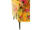 Žluté sametové křeslo s vyšívanými květinami Flower Happy – 64*75*84 cm J-Line by Jolipa