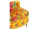 Žluté sametové křeslo s vyšívanými květinami Flower Happy – 64*75*84 cm J-Line by Jolipa