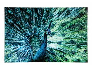 Nástěnná skleněná dekorace páv Peacock – 120*0,4*80 cm