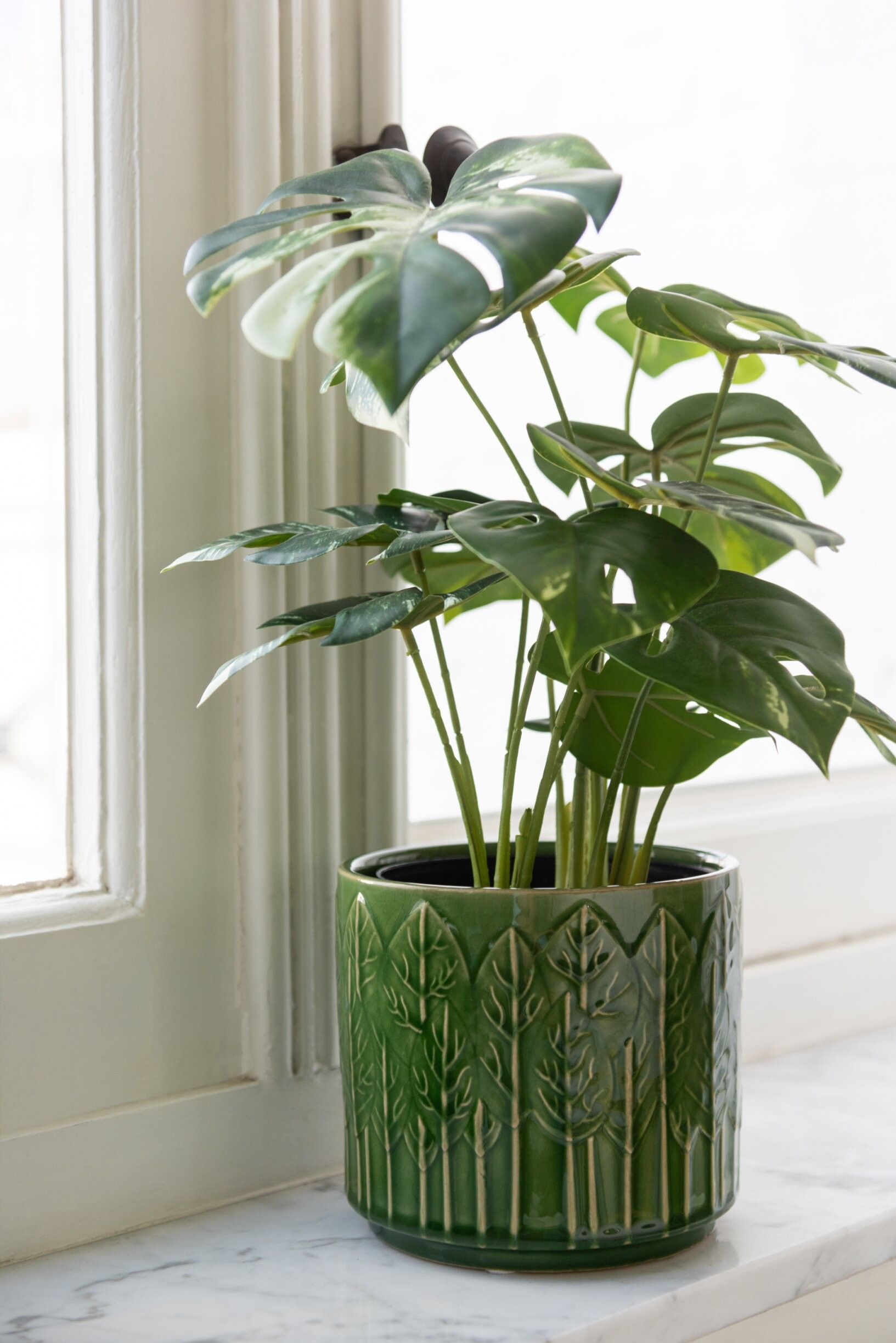 Dekorace umělá rostlina zelená monstera v květináči – 12,5*11,5*43 cm J-Line by Jolipa Dekorace umělá rostlina zelená monstera v květináči – 12,5*11,5*43 cm J-Line by Jolipa